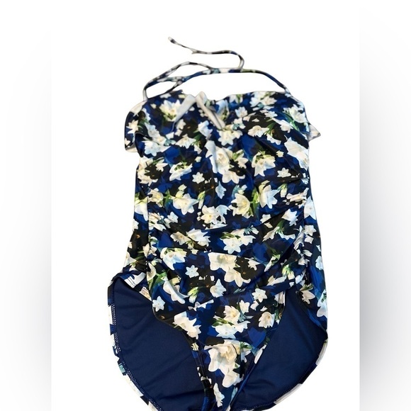 Nicole Miller Swim Floral Ruffle Bandeau Womens Nicole - Picture 2 of 3